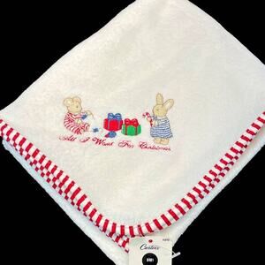 VINTAGE Carters Baby Towel Red White Christmas All I Want for Christmas NOS NWT